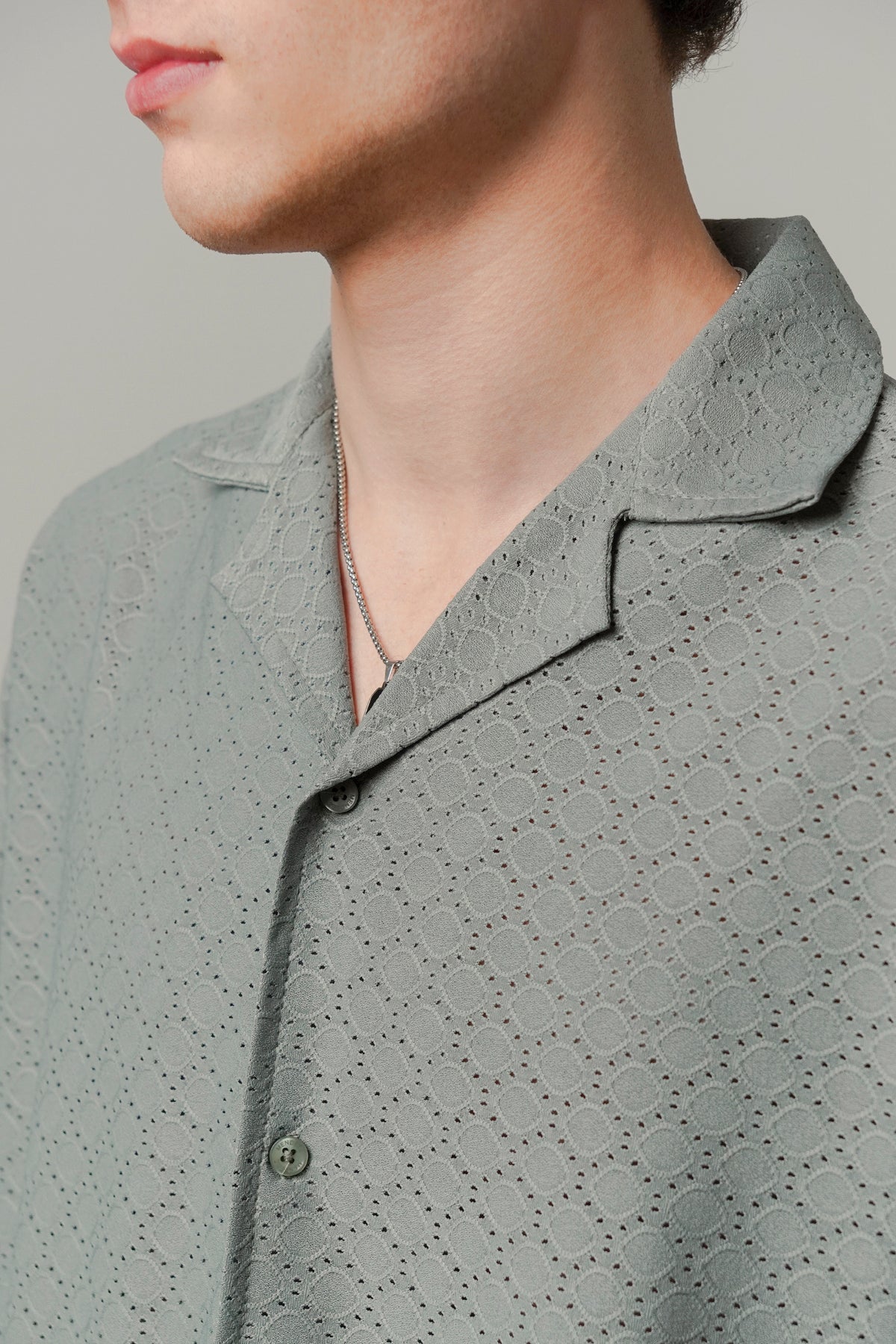 Textured Cuban Shirt - Sage Green