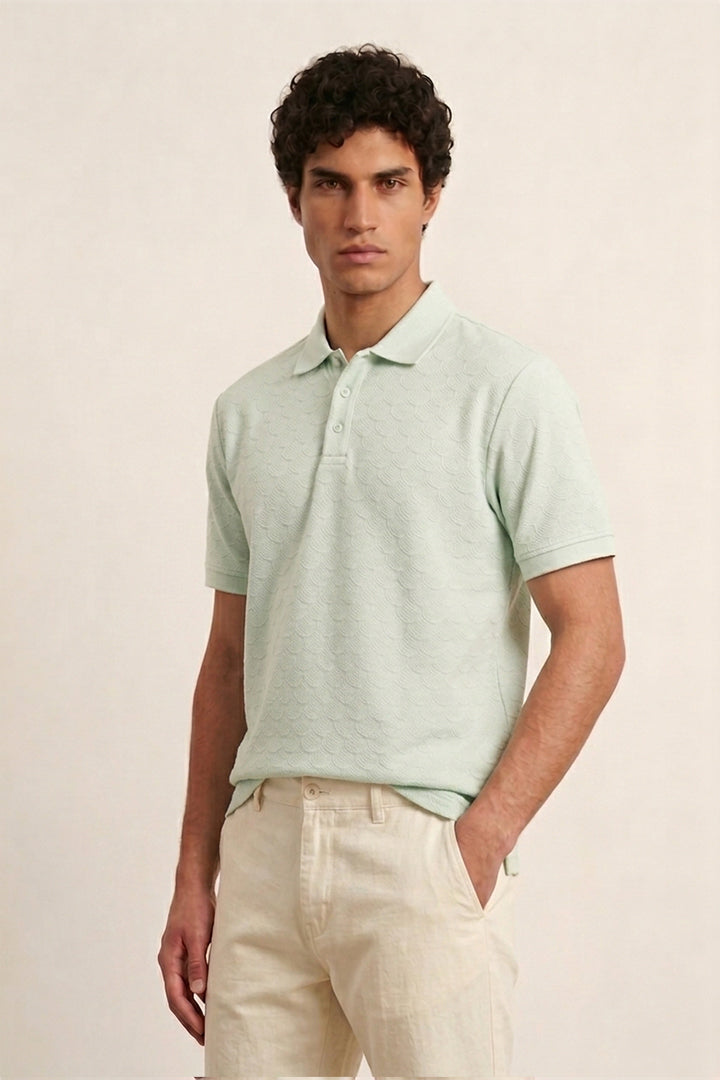 Jacquard Textured Polo - Mint Green alternate view