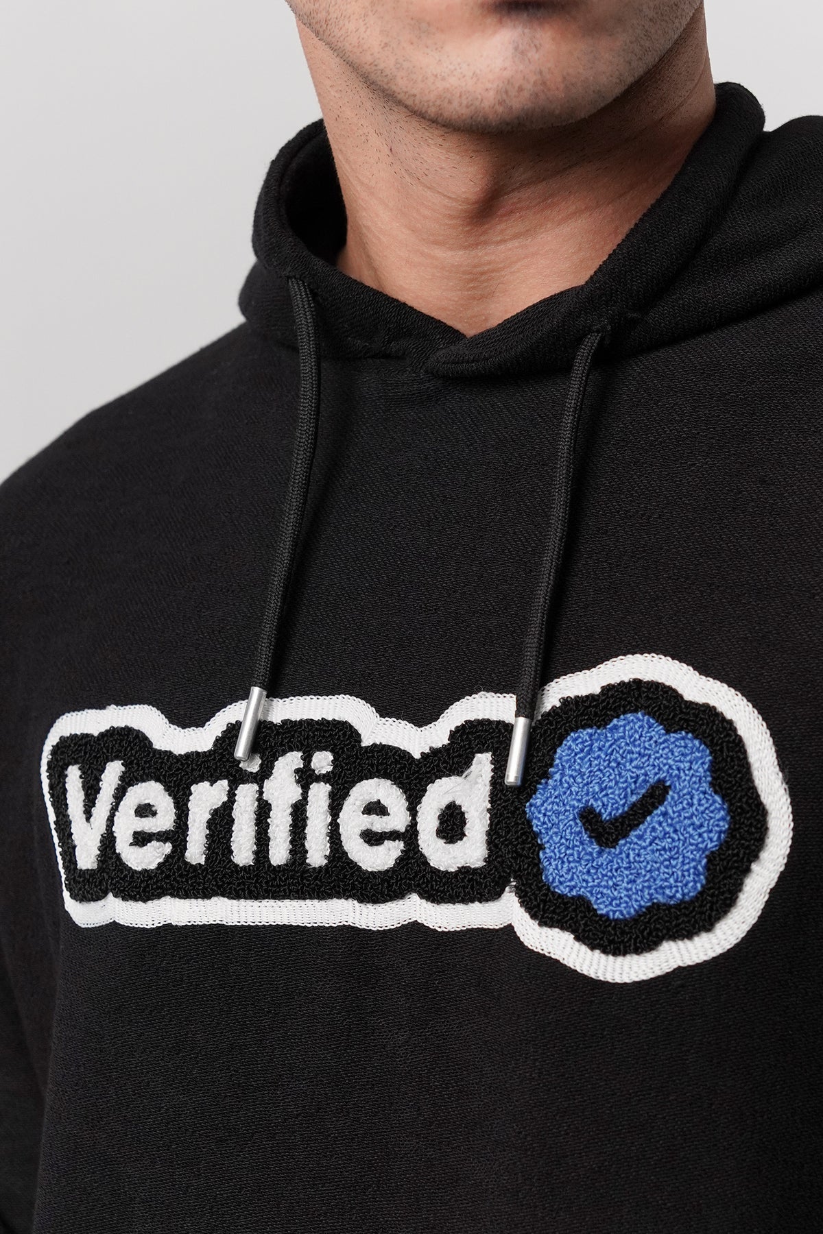 Pullover Embroidered Hoodie - Black alternate view