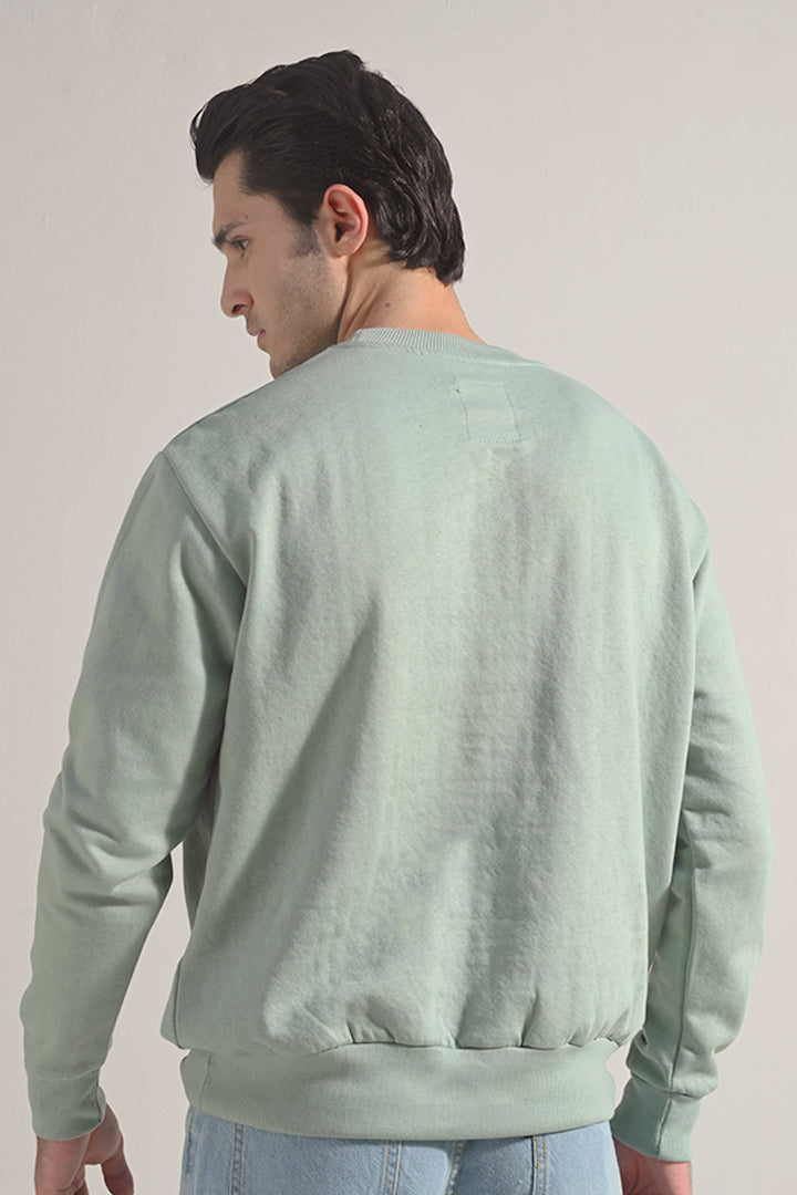 Oversized Graphic Sweatshirt - Sage Green - FA