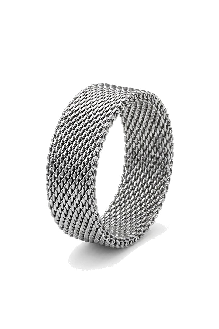 Heavy Mesh Chain Ring - Silver