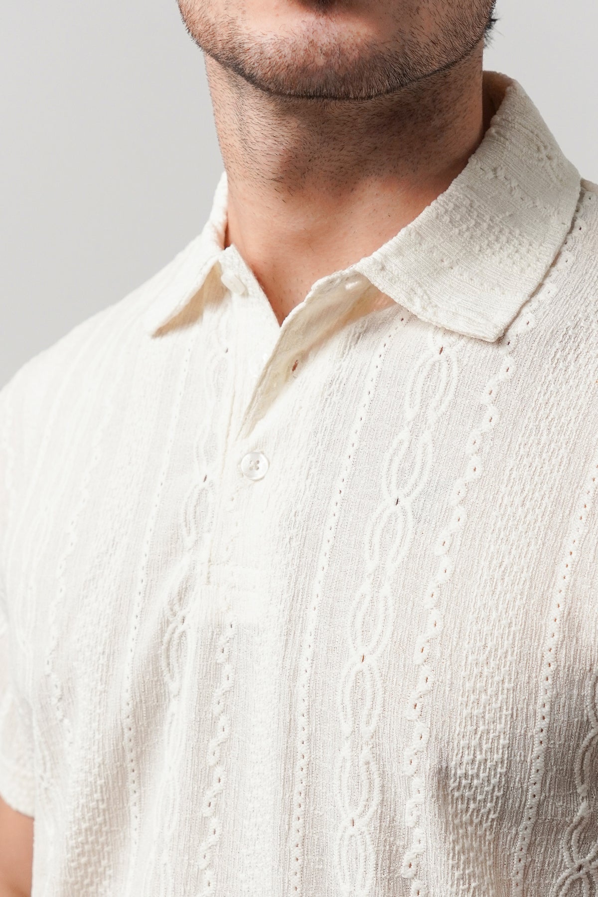 Knitted Polo Shirt - Off-White alternate view