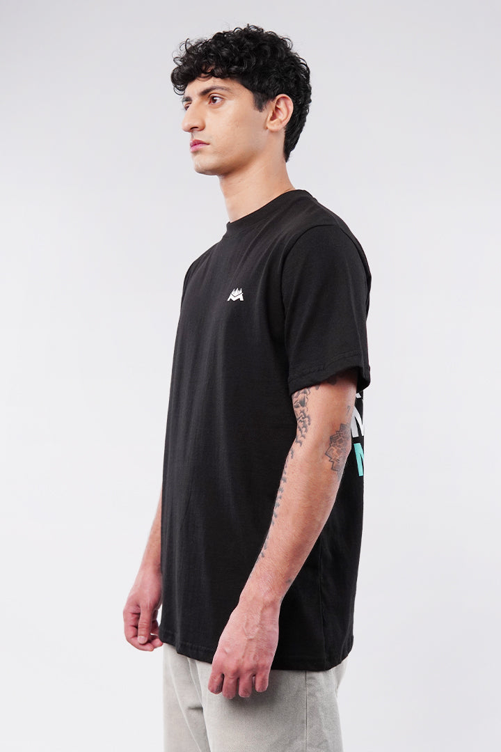 Printed Oversized T-Shirt - Black - FA