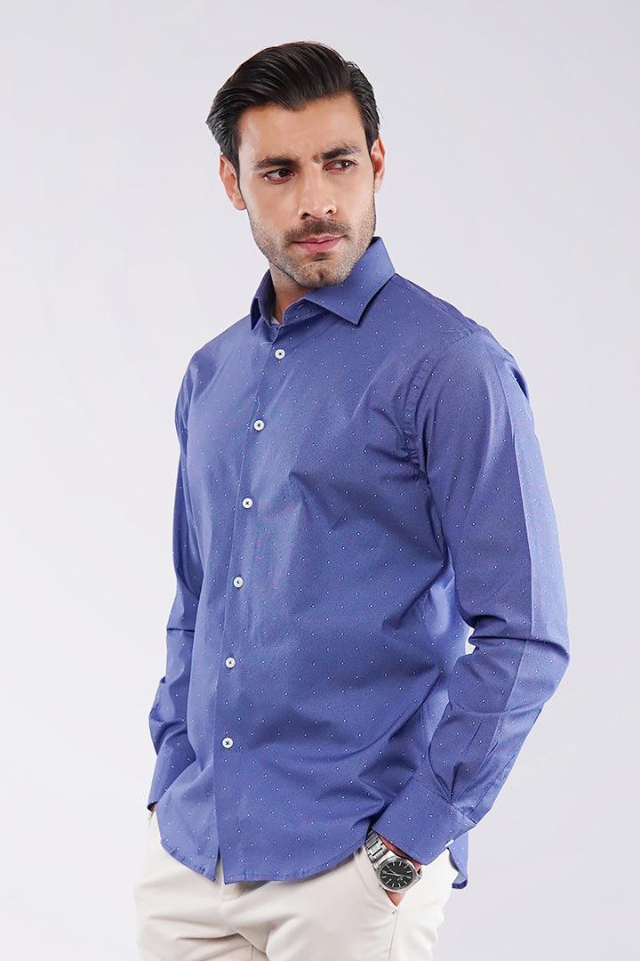 Polka Dot Yarn-Dyed Shirt - Blue - FA