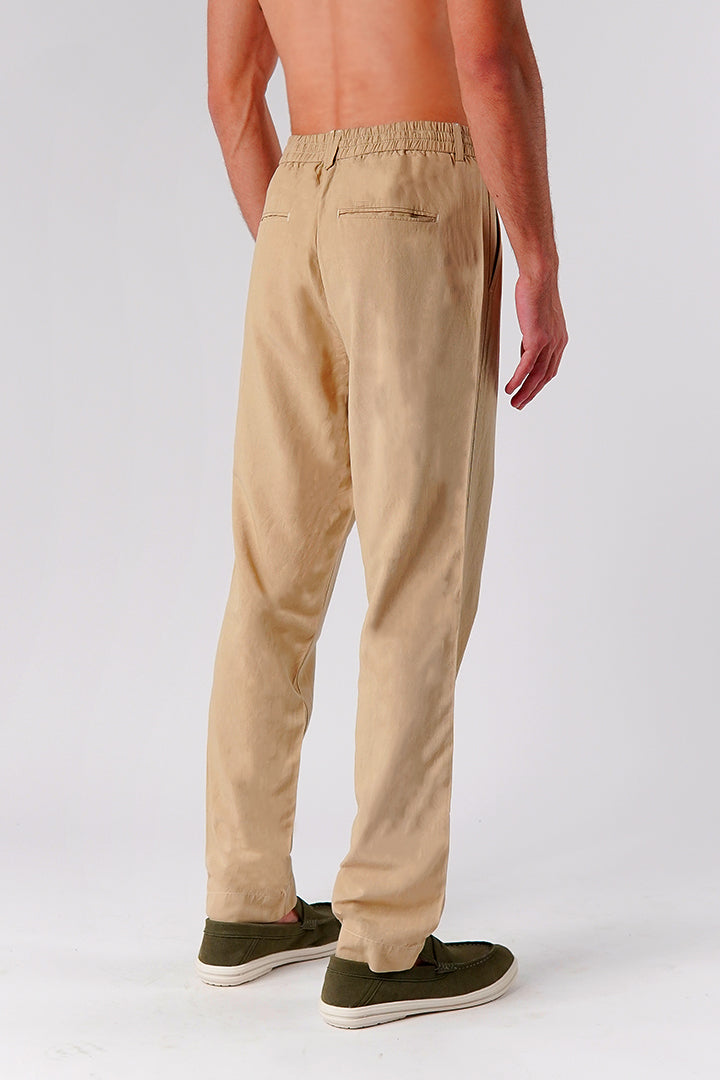 Straight Fit Linen Pants - Cream