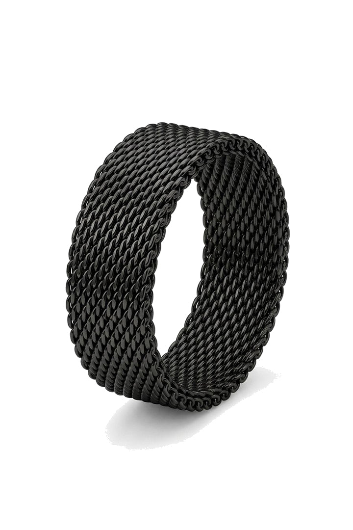 Heavy Mesh Chain Ring - Black