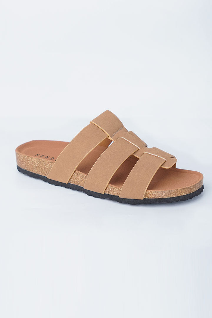 Multi-Strap Gladiator Slides - Camel Tan