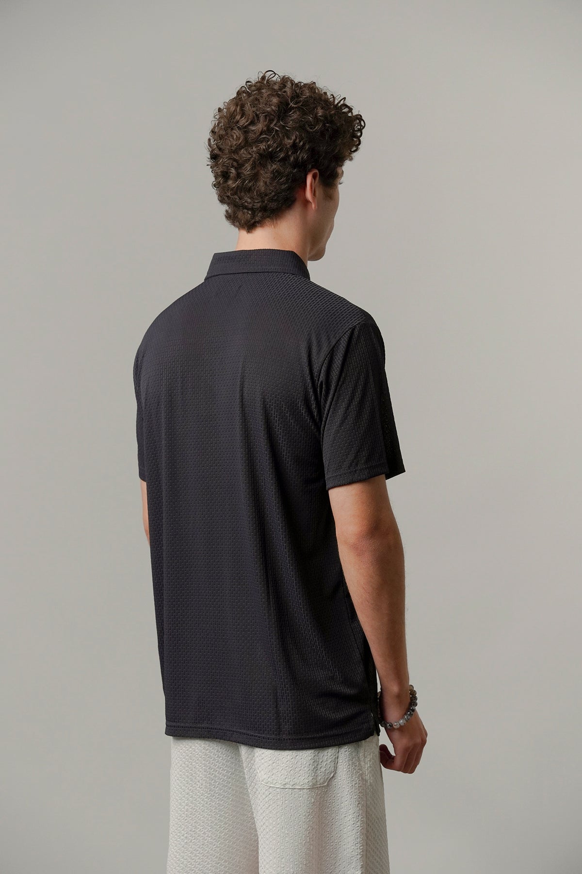 Textured Polo - Navy Blue