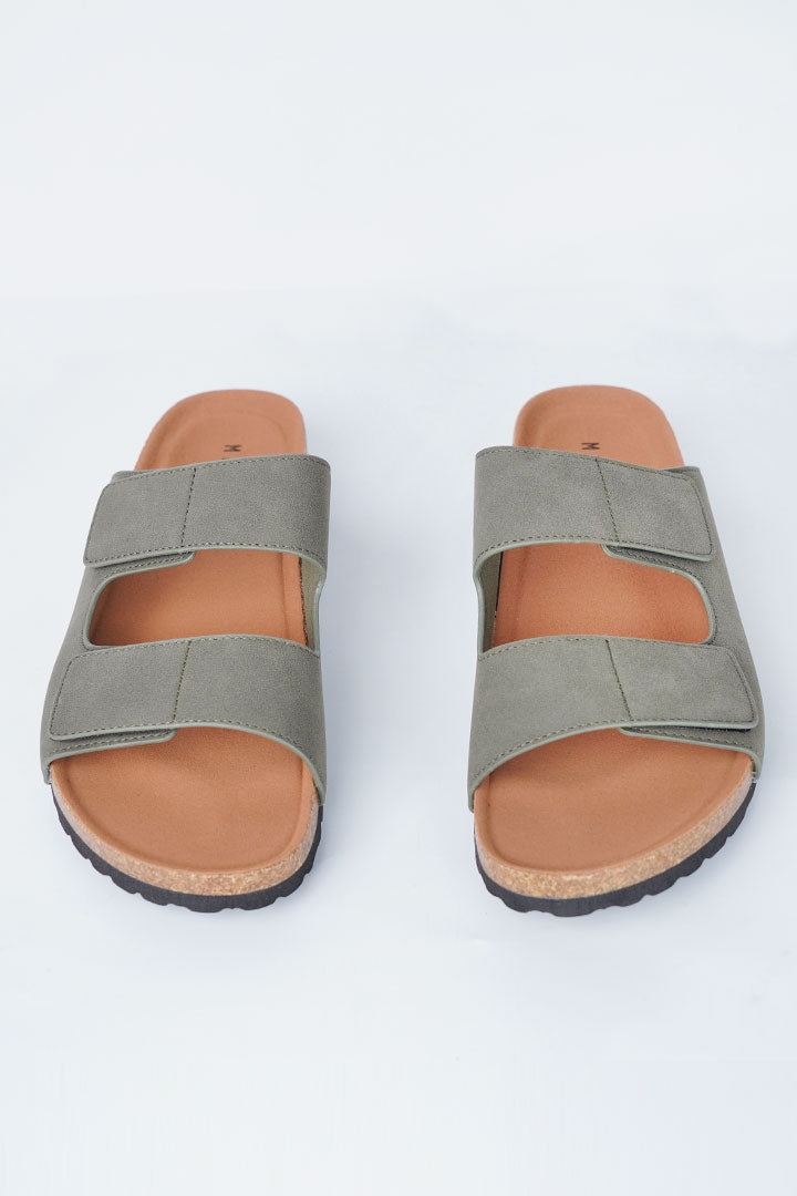 Two-Strap Velcro Slides - Olive Green alternate view