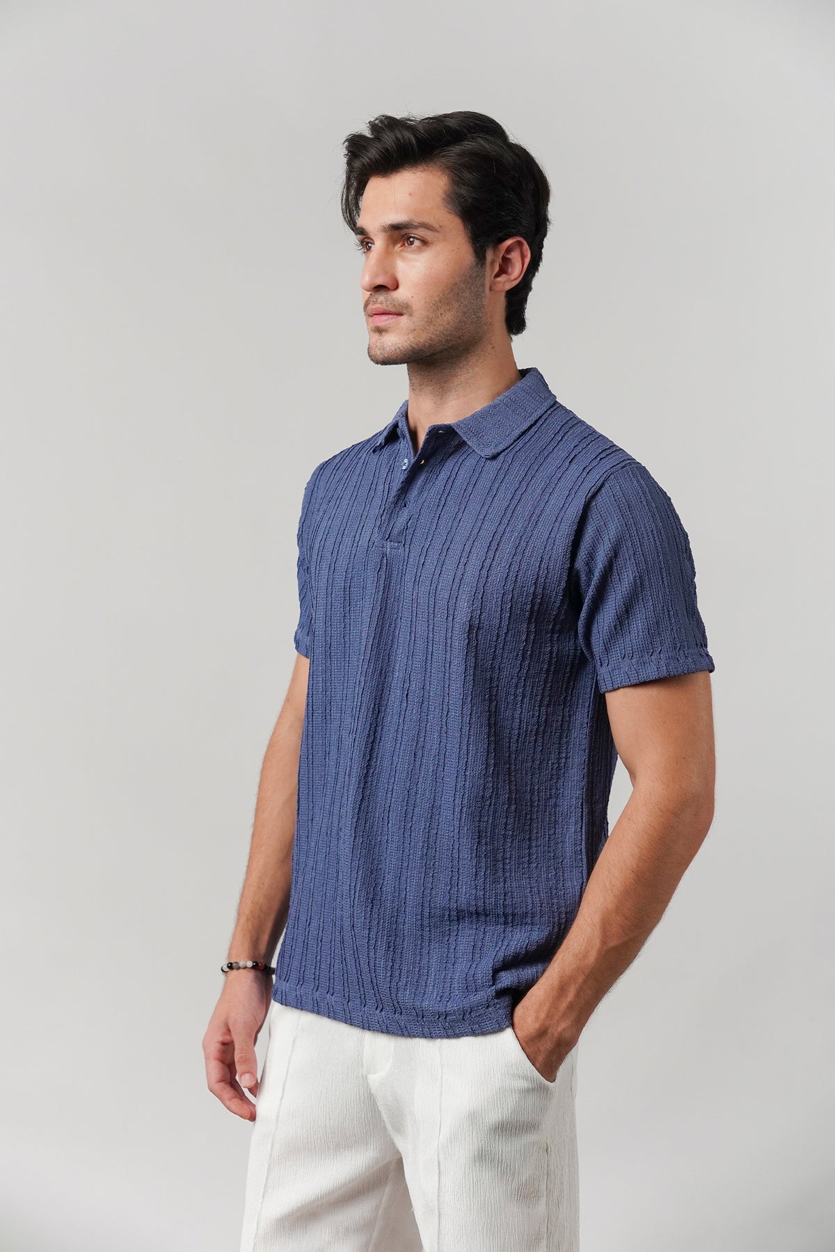 Knitted Polo Shirt - Blue