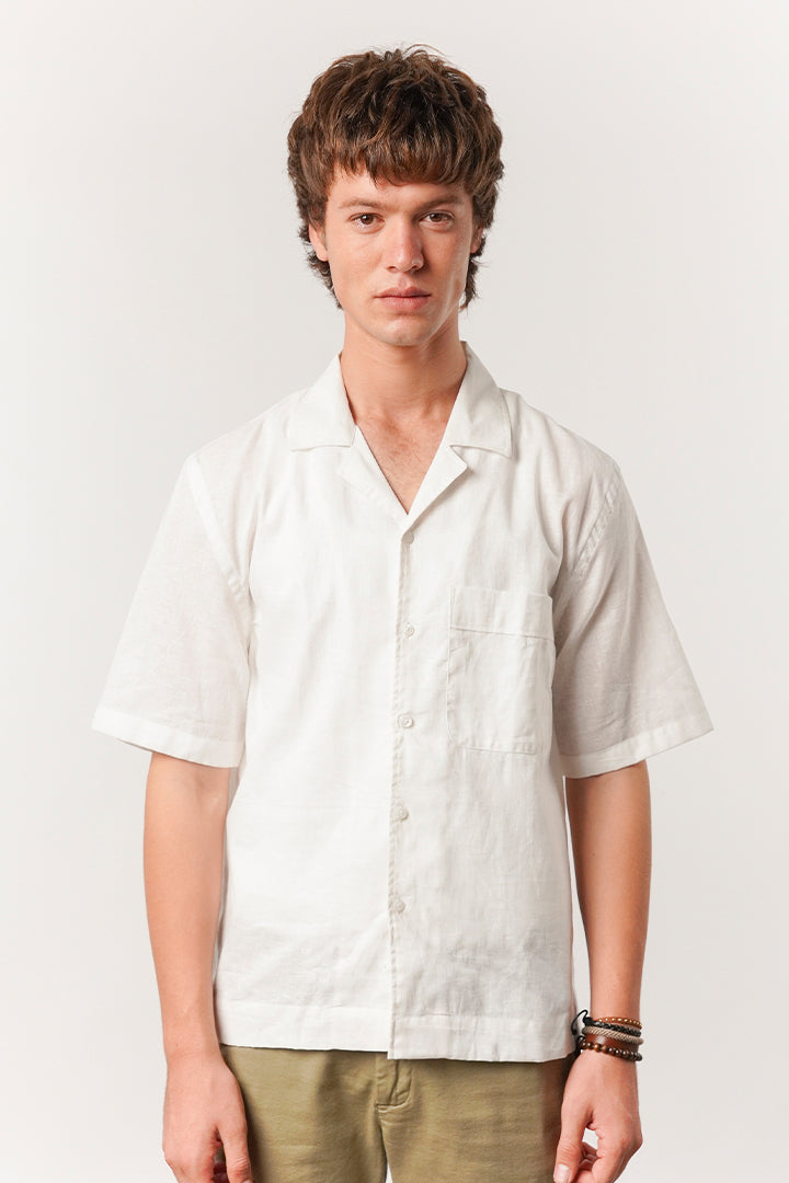 Box Fit Cuban Shirt - Off White - FA alternate view