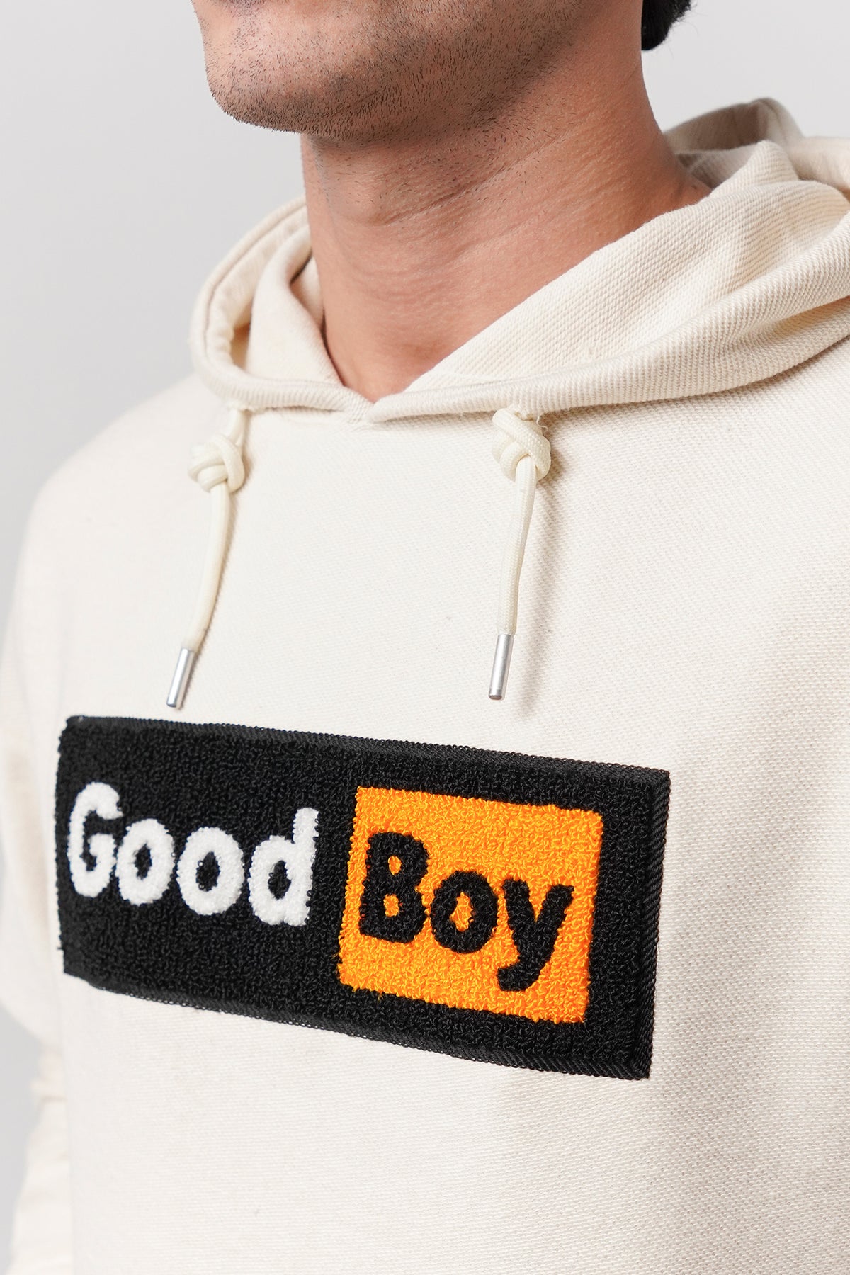 Pullover Embroidered Hoodie - Cream alternate view