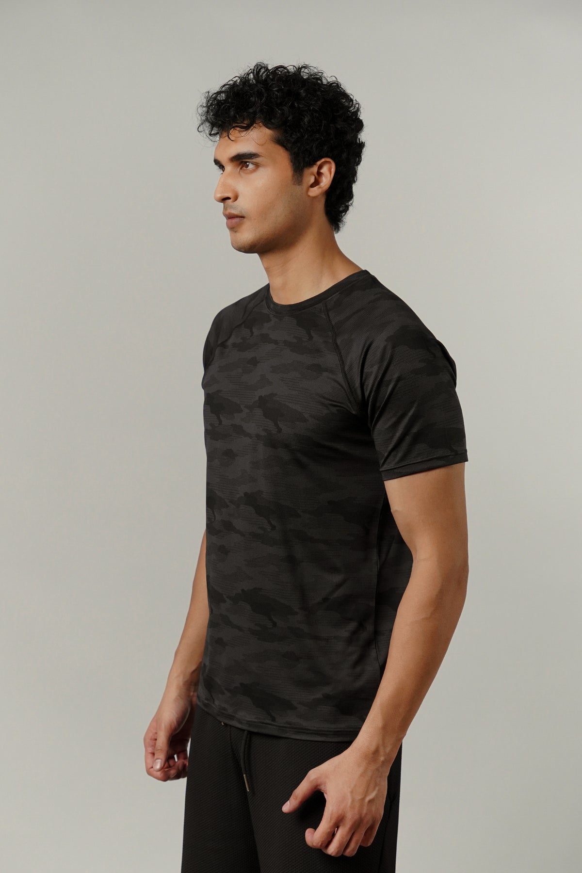 Printed T-Shirt - Black Camouflage