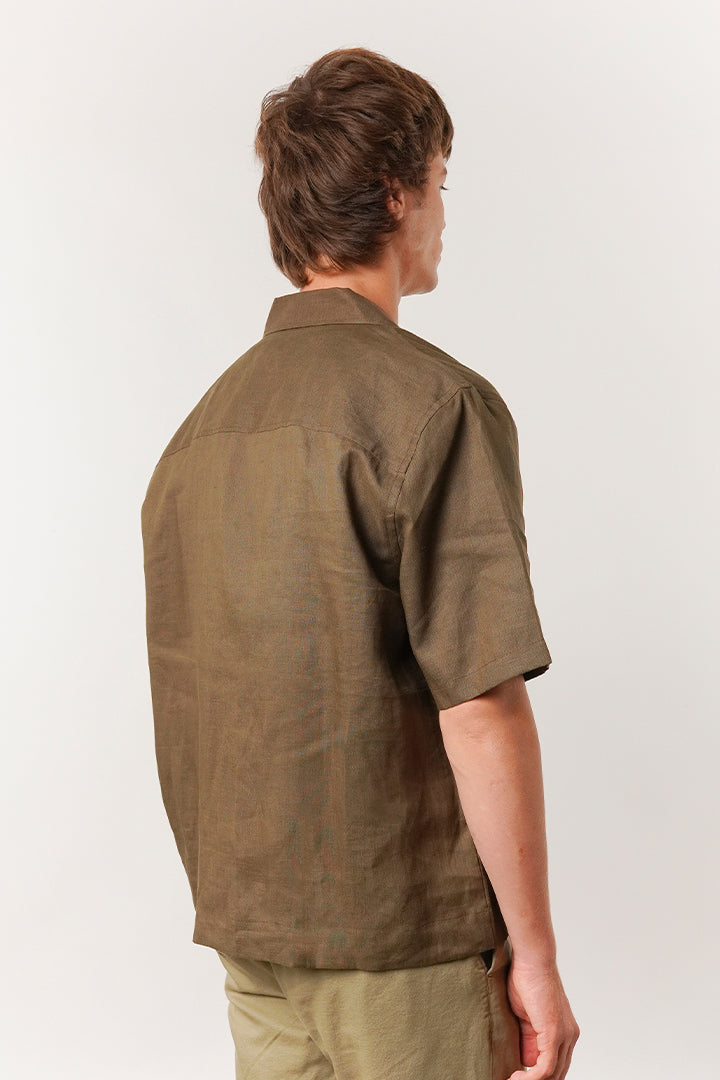 Box Fit Cuban Shirt - Olive Green - FA