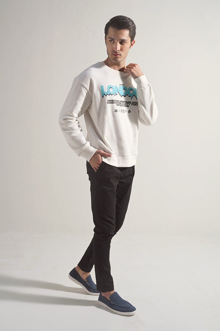 Oversized Graphic Sweatshirt - White - FA