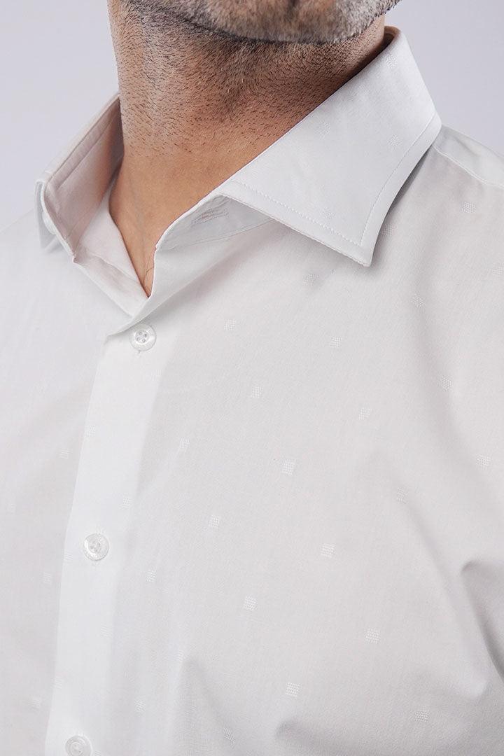 Self Texture Yarn-Dyed Shirt - White - FA alternate view