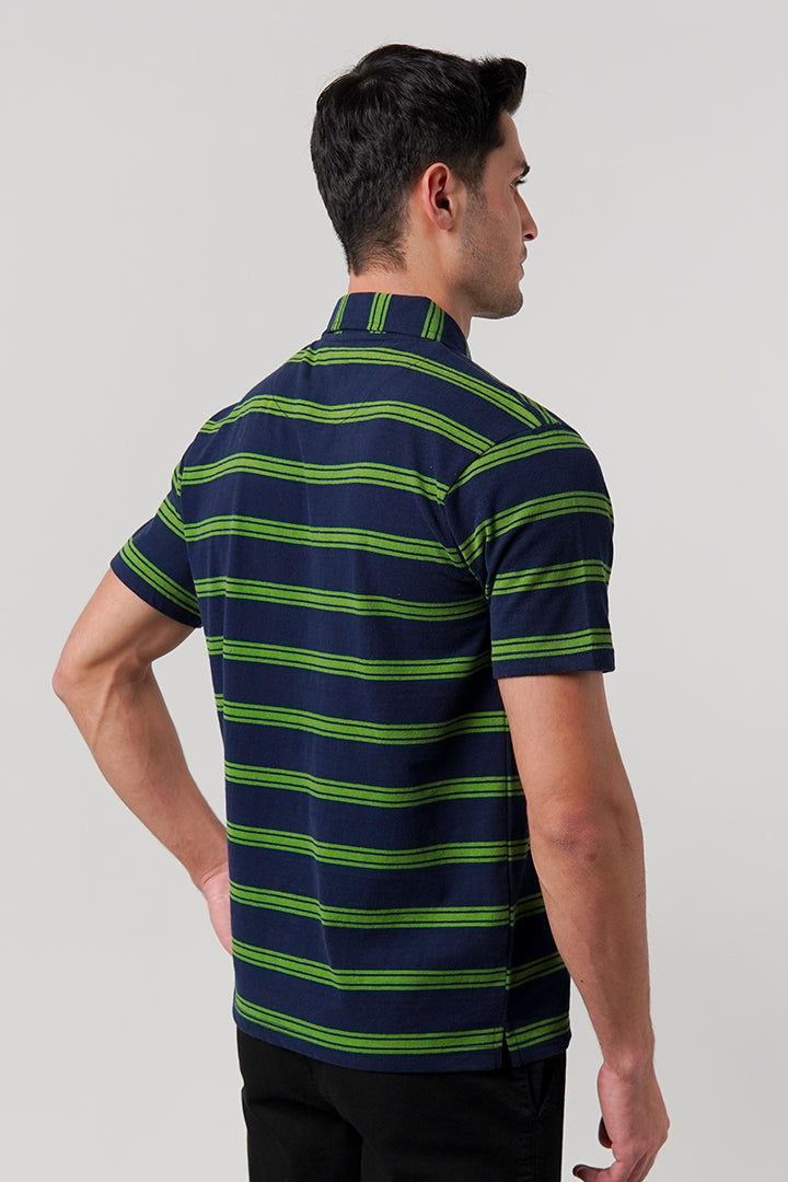 Striped Polo Shirt - Blue - FA