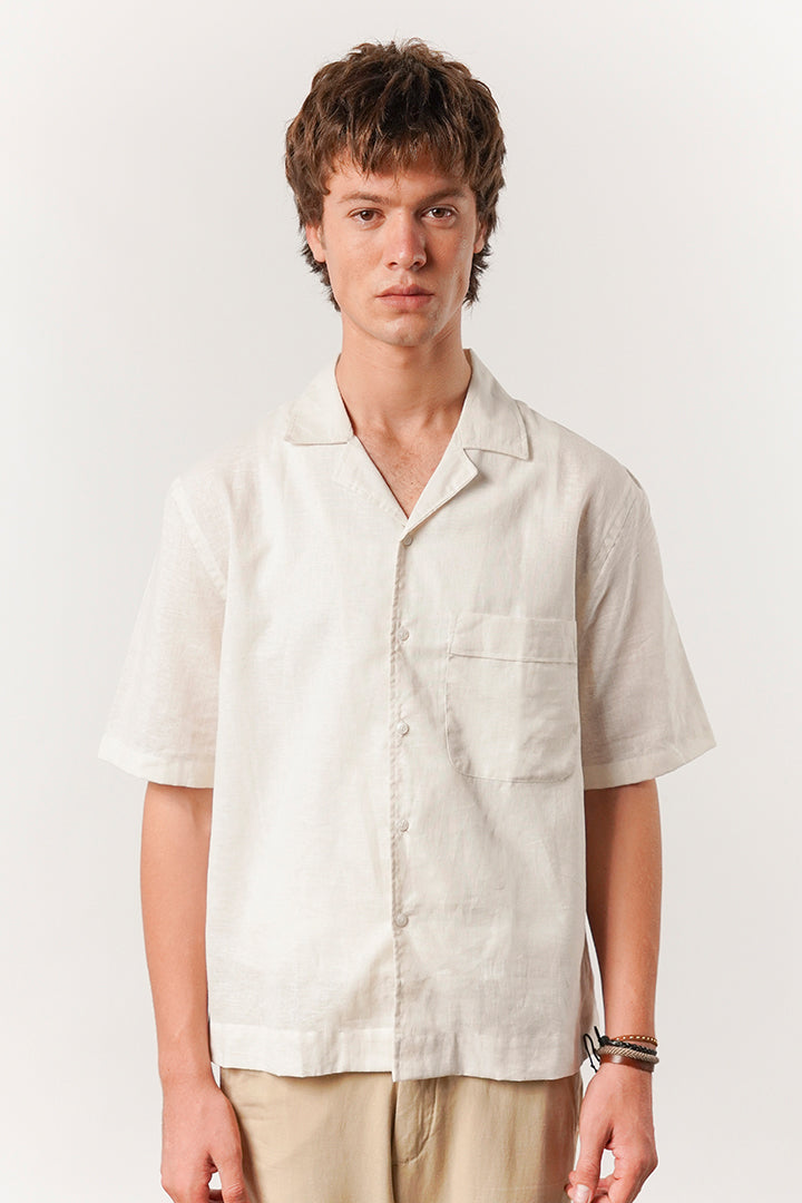 Box Fit Cuban Shirt - Cream - FA alternate view