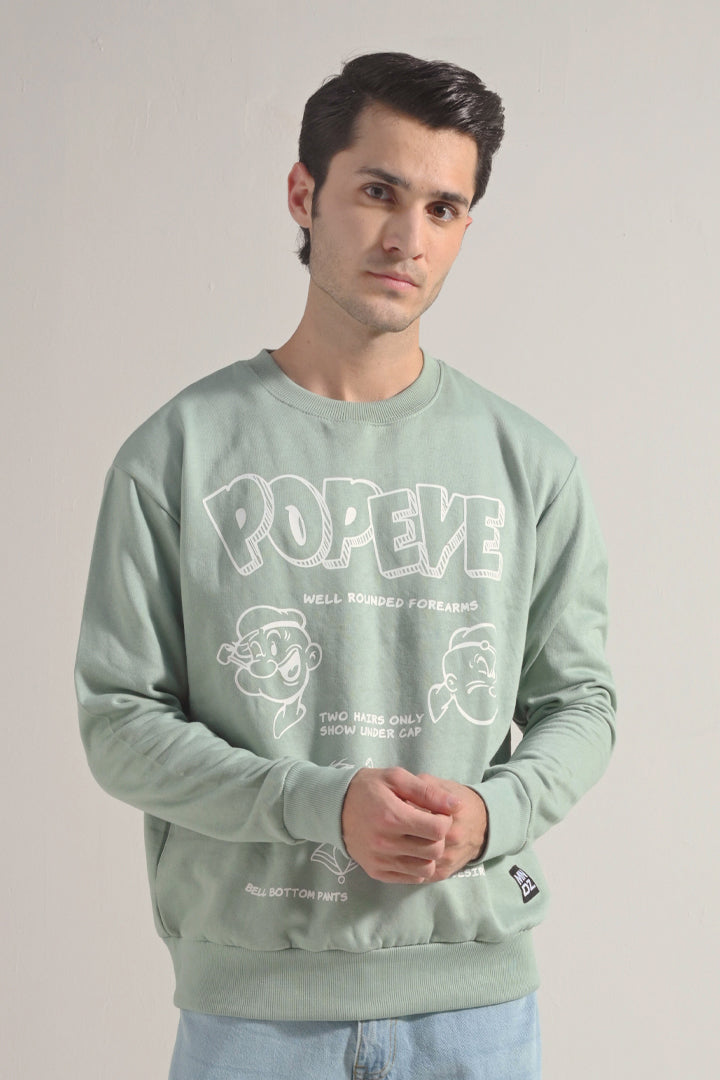 Oversized Graphic Sweatshirt - Sage Green - FA alternate view