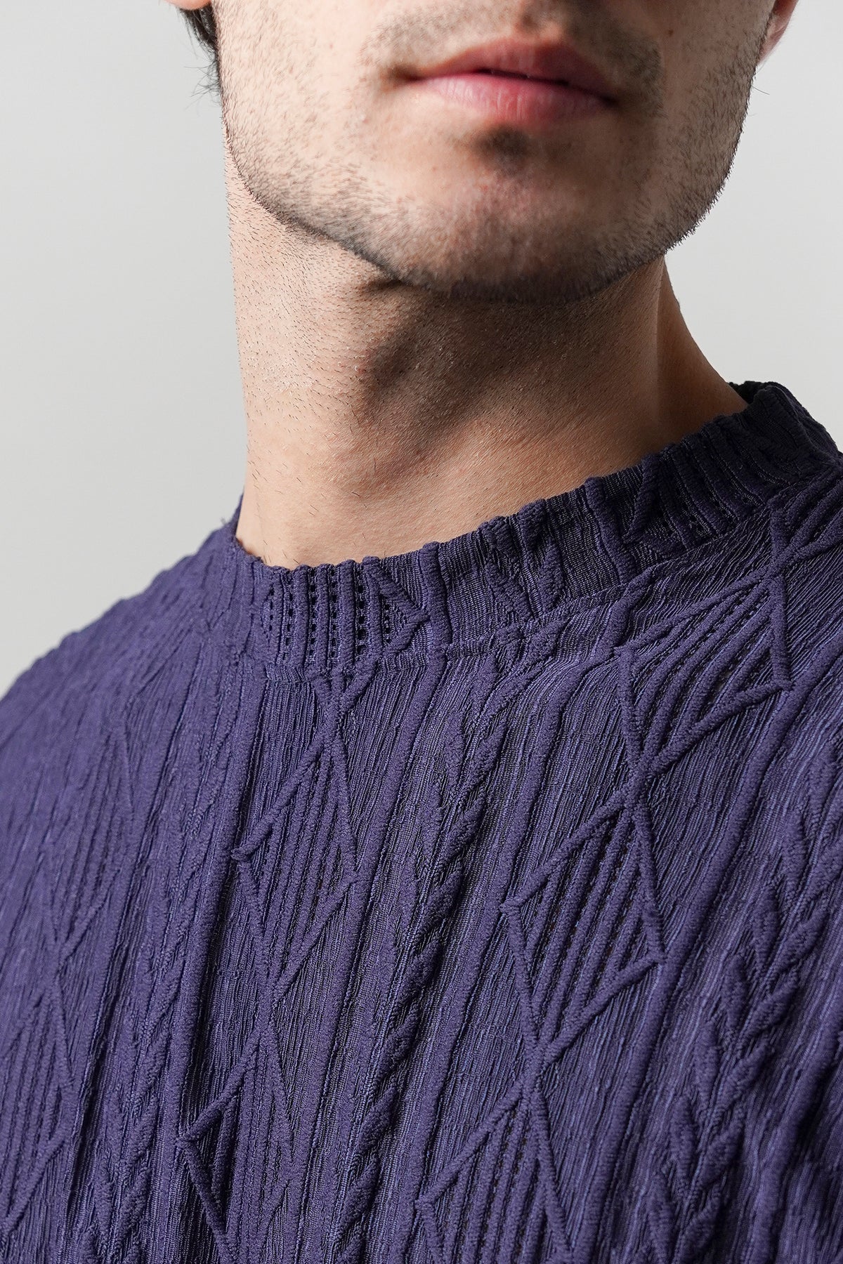 Textured Oversized T-Shirt - Navy Blue alternate view
