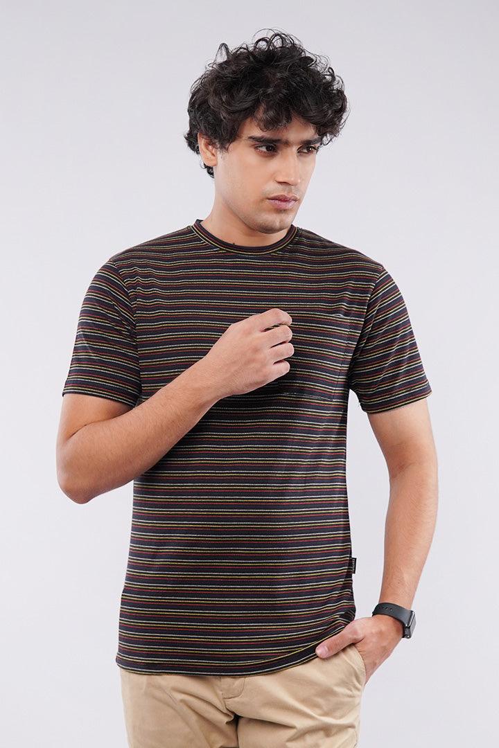 Striped Pocket T-Shirt - Black