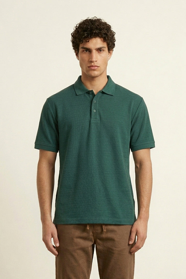 Jacquard Textured Polo - Green - FA