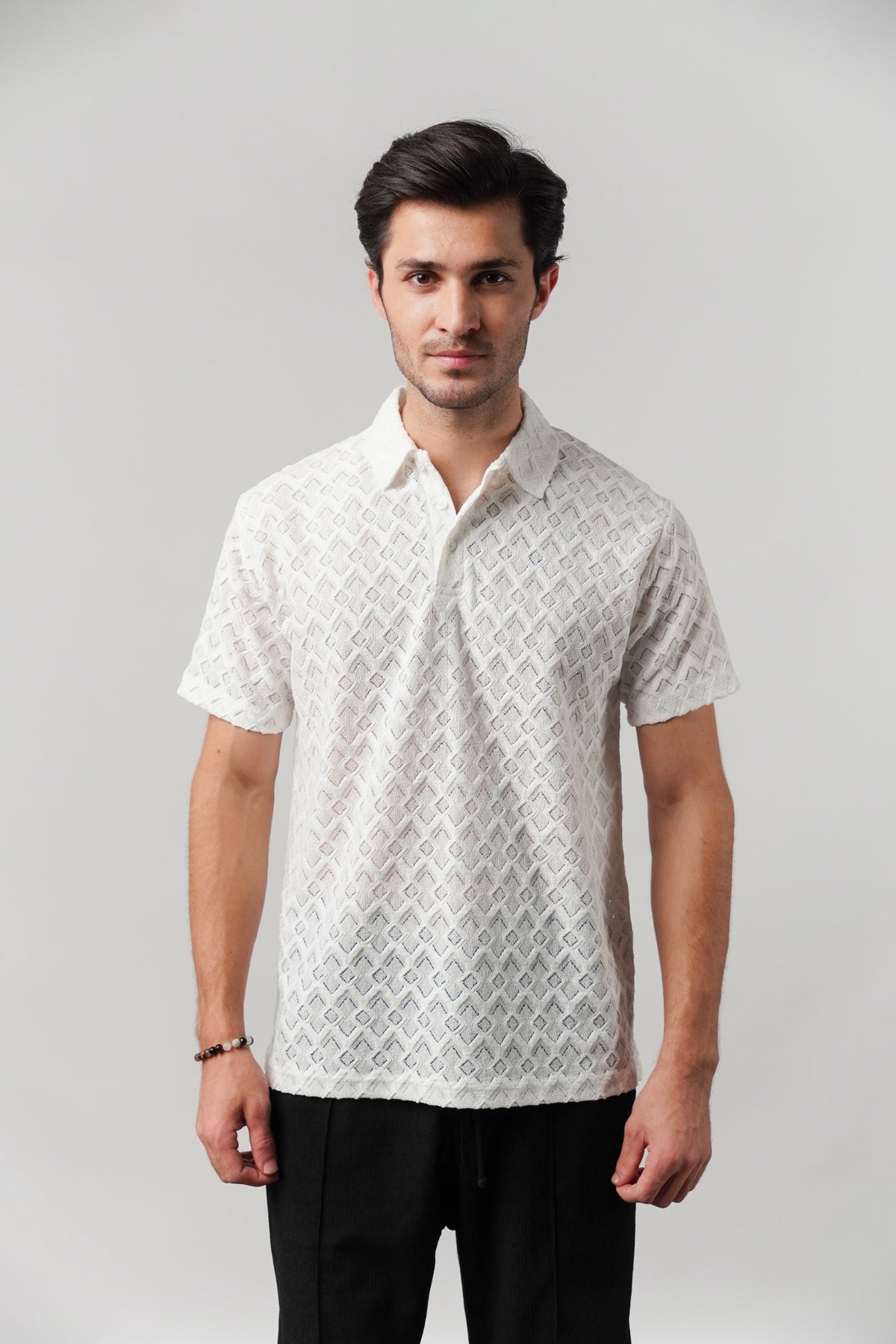Knitted Polo Shirt - White