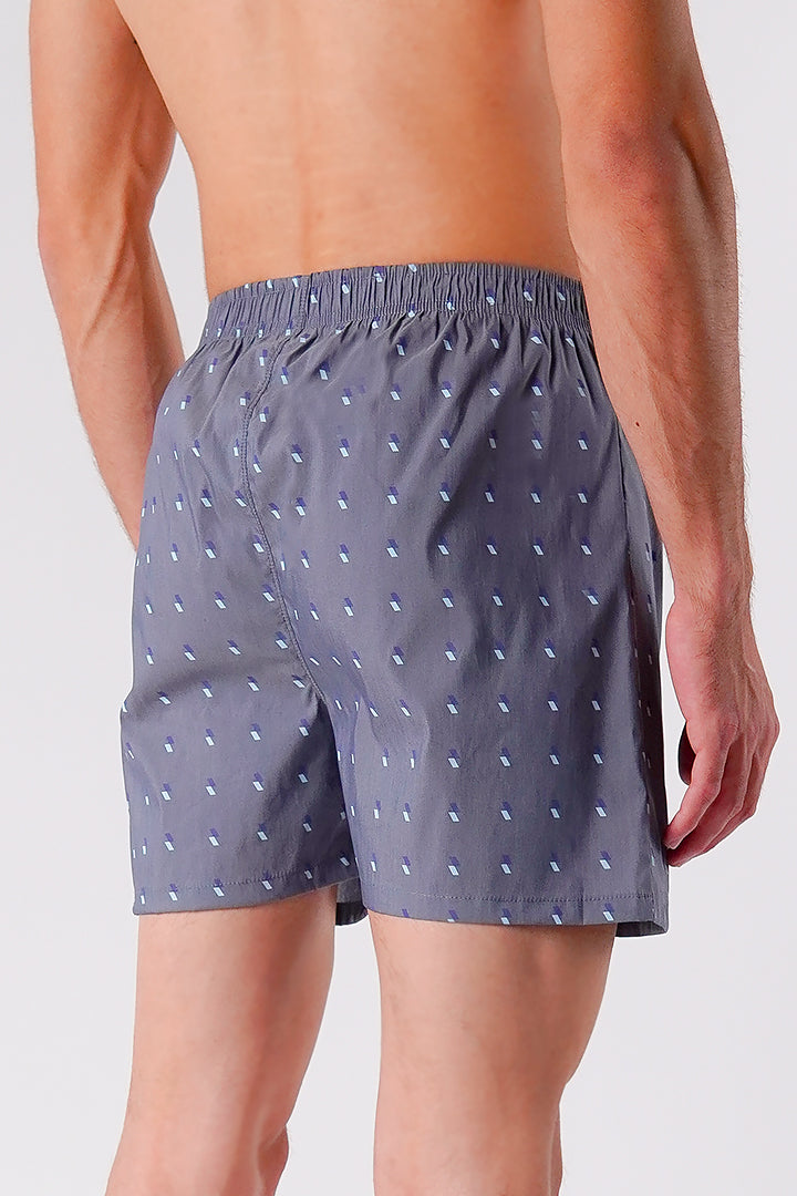 Printed Woven Boxer Shorts - Dark Grey alternate view