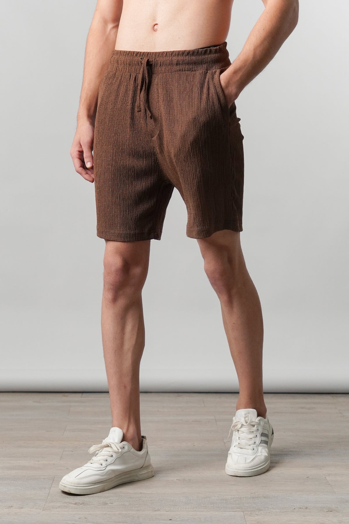 Textured Shorts - Brown