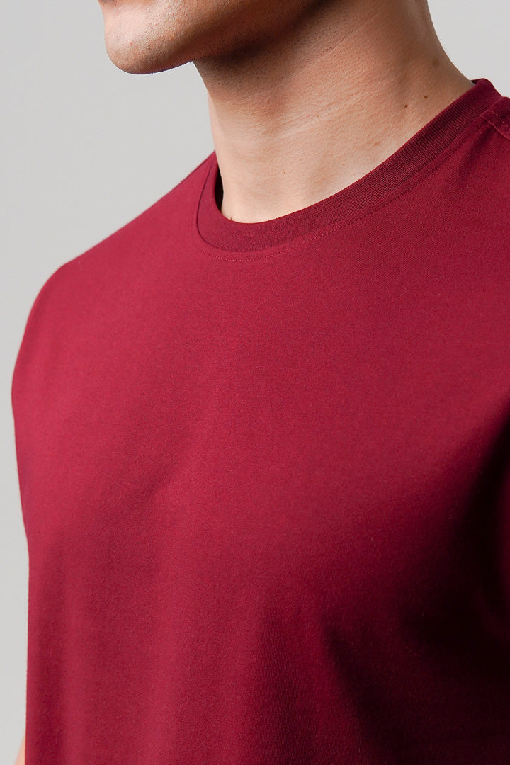 Regular Fit Crew Neck T-Shirt - Maroon alternate view