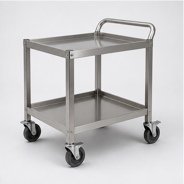 Stainless Two-Tier Utility Cart image 2